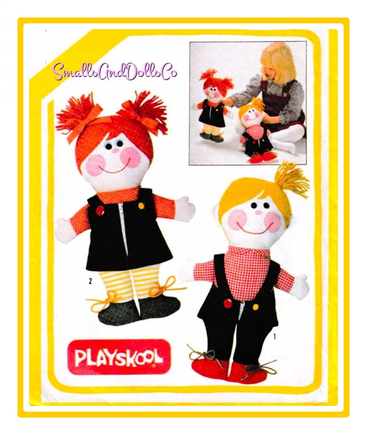 Vintage Sewing Pattern 16" Dressy Bessy Dapper Dan Soft Sculpture Toy Dolls PDF Instant Digital Download Boy Girl Rag Playskool Dollys