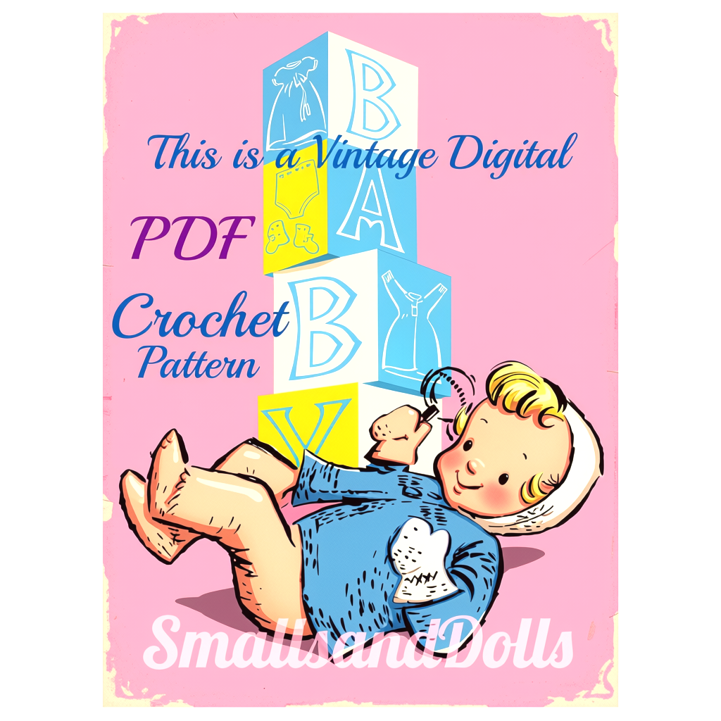 Vintage Crochet Pattern 14" Cabbage Patch Preemie Kids Doll Clothes 8 Outfits PDF Instant Digital Download