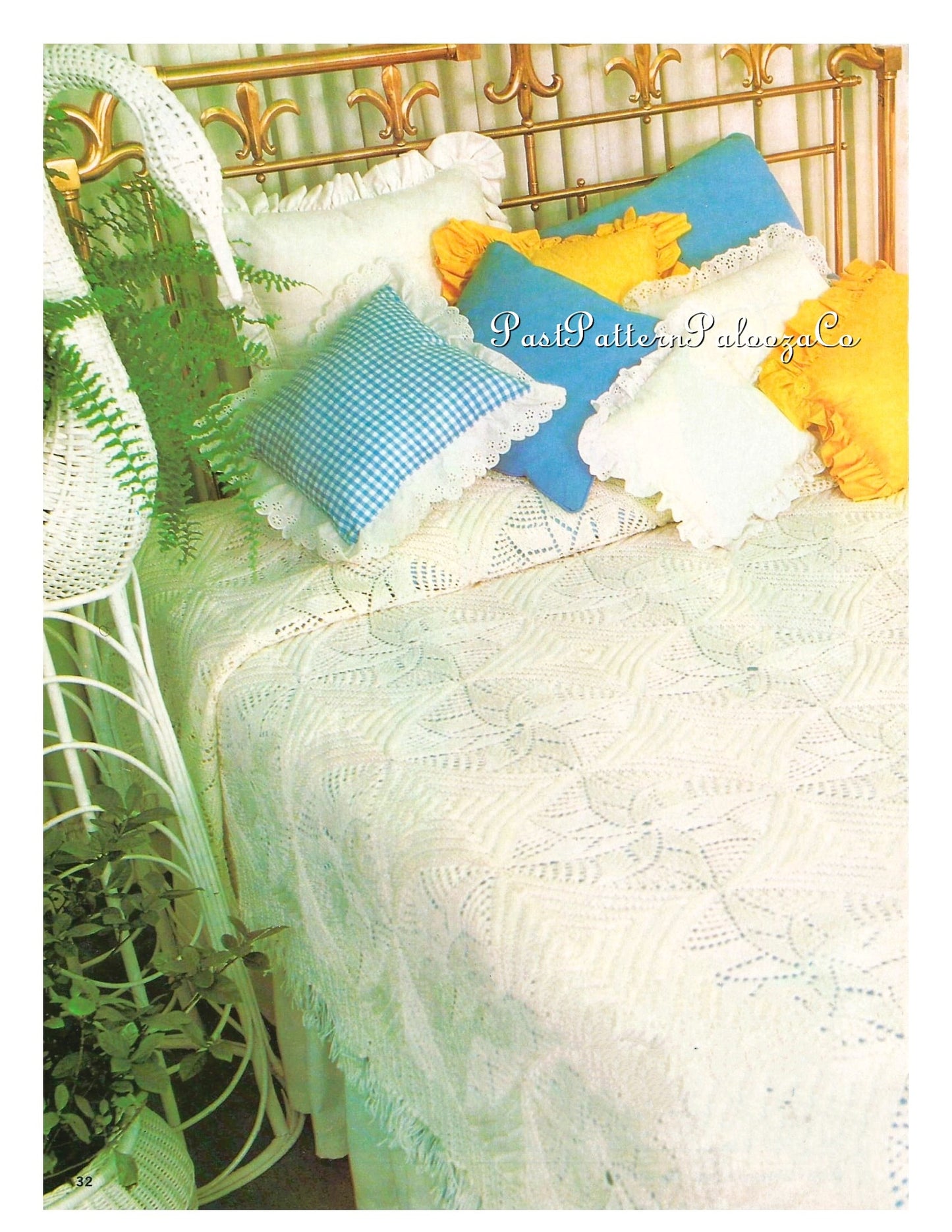 Vintage Knitting Pattern Lacy Galaxy Stars Bedspread Throw PDF Instant Digital Download Knitted Quaker Squares Motif Blanket