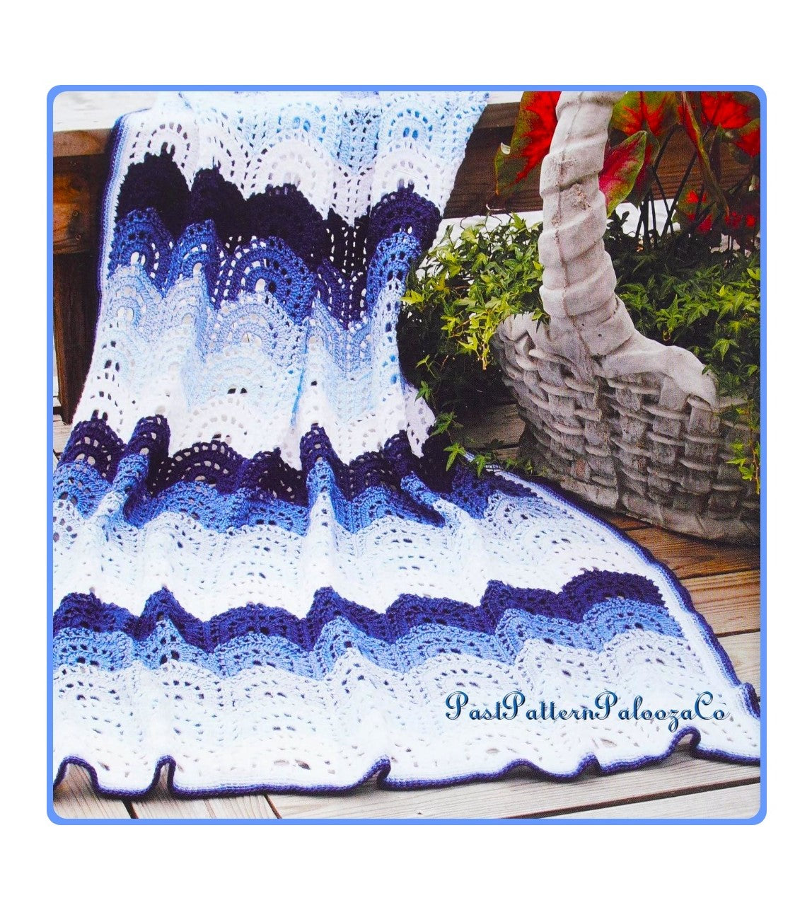 Vintage Crochet Pattern Peaceful Lake Ripples Afghan Scallop Waves Blanket PDF Instant Digital Lacy Throw 45x65 10 Ply
