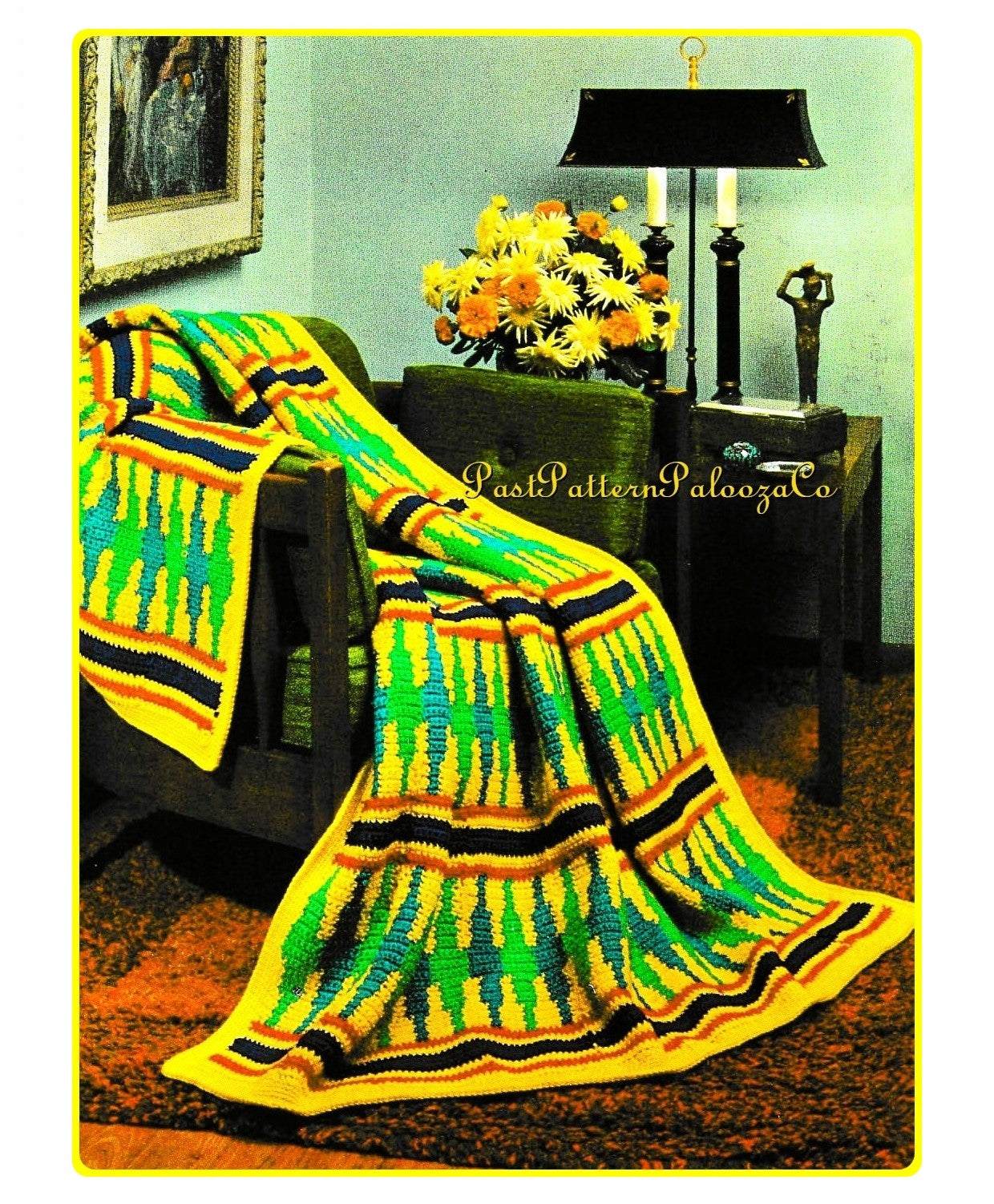 Vintage Crochet Sioux Indian Afghan Pattern PDF Instant Digital Download Native American Navajo Design 47x68 10 Ply