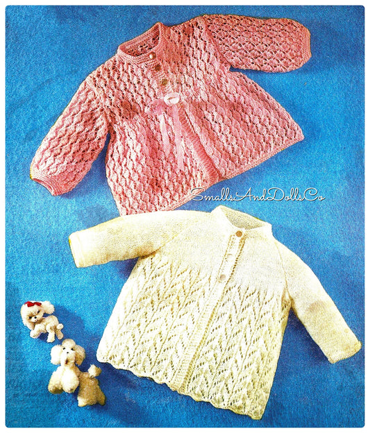 Vintage Knitting Pattern Knit Baby Girl Lacy Matinee Coats PDF Instant Digital Download 3-12 m 3 Ply and 4 Ply 0-18m