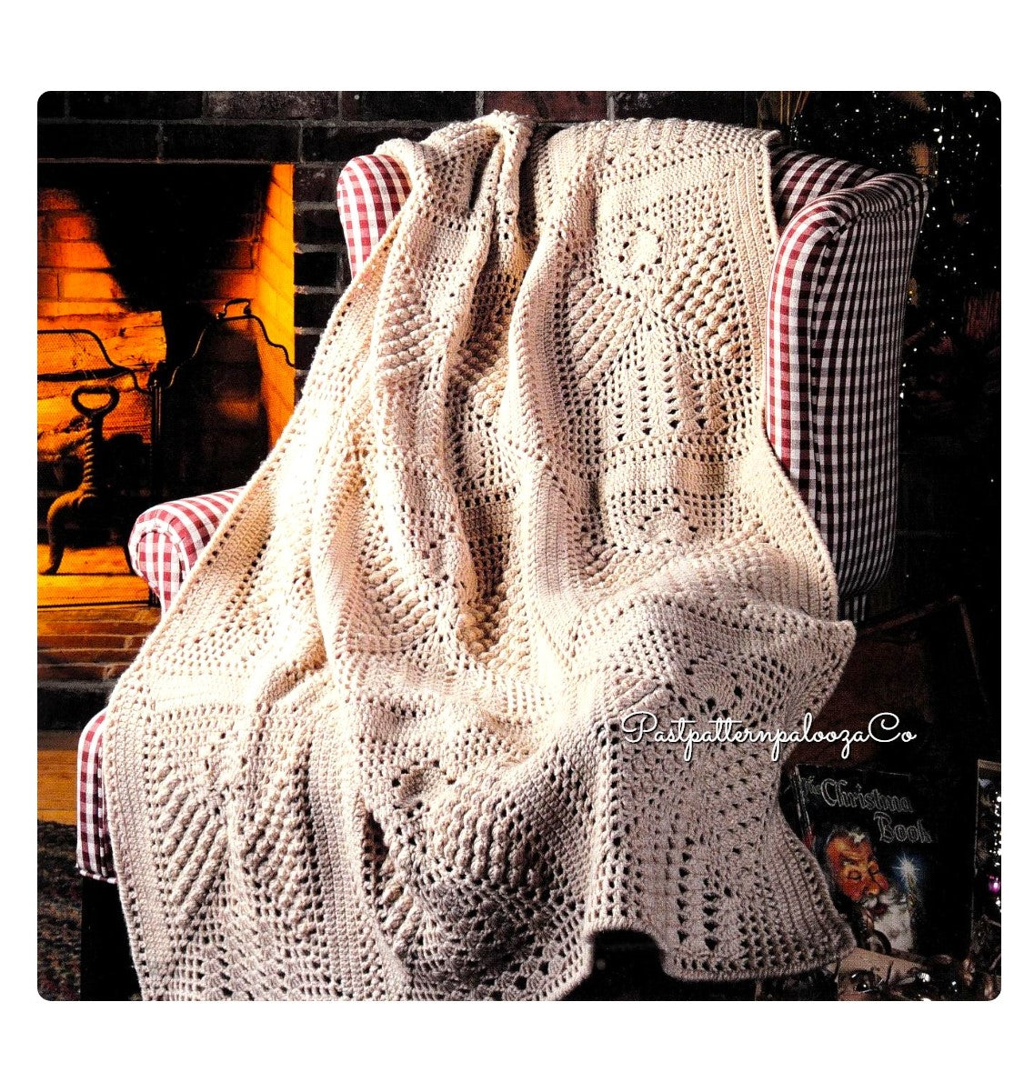 Vintage Crochet Pattern Popcorn Angel Squares Afghan PDF Instant Digital Download Lacy Heavenly Nativity Blanket 10 Ply