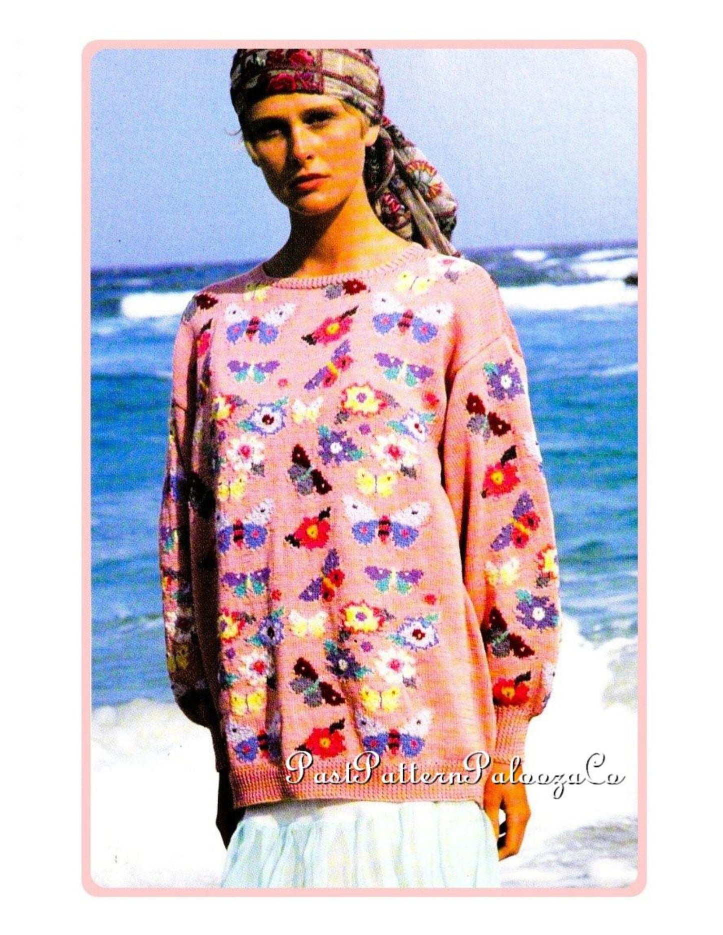 Vintage Knitting Pattern Womens Butterflies & Flowers Fair Isle Sweater PDF Instant Digital Download Pretty Floral Butterfly Jumper 4 Ply