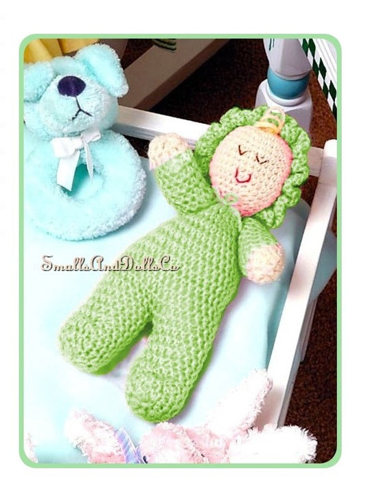Vintage Crochet Pattern 11" Sweet Sleepy Baby Doll Soft Toy PDF Instant Digital Download  Stuffed Baby's First Dolly Beginners 5 Ply