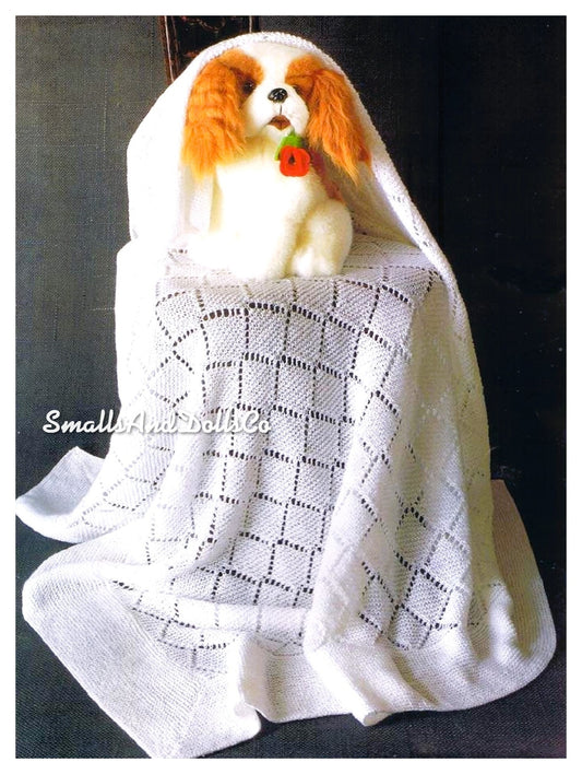 Vintage Knitting Pattern Knit Baby Shawl Openwork Diamonds PDF Instant Digital Download Square Heirloom Christening Blanket 2 Ply