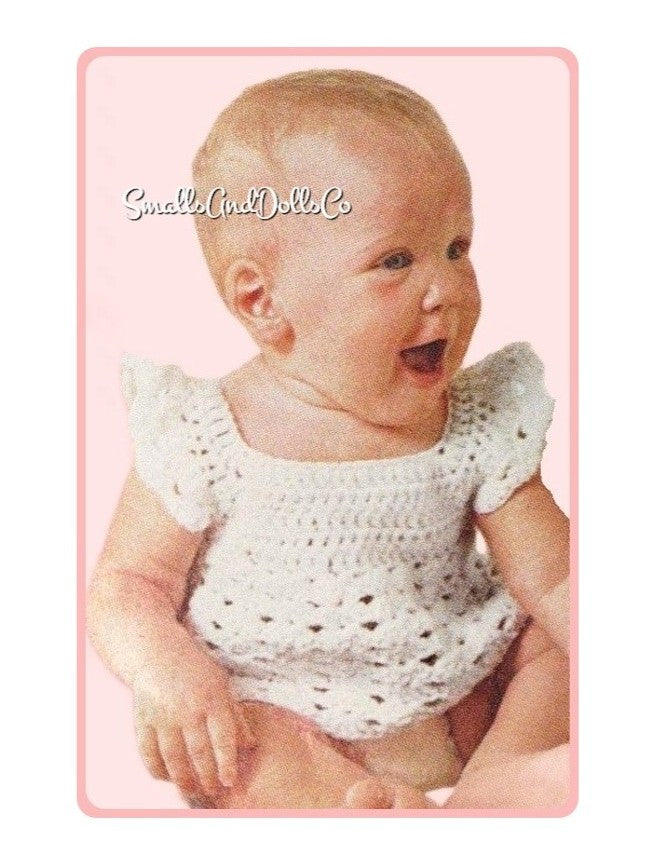 Vintage Crochet Pattern Baby Girl Butterfly Pinafore Dress PDF Instant Digital Download Shell Stitch Angel Wings Toddler Dress 6m - 2 yrs