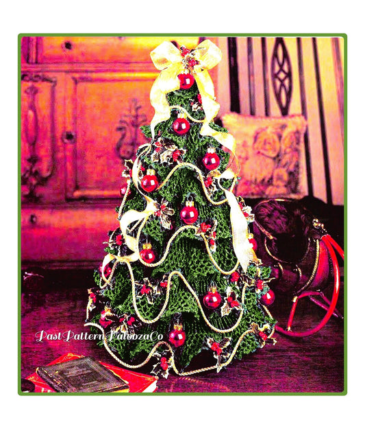 Vintage Crochet Pattern 16" Ruffled Mini Christmas Tree PDF Instant Digital Download Tabletop Tree Centerpiece Cotton Thread