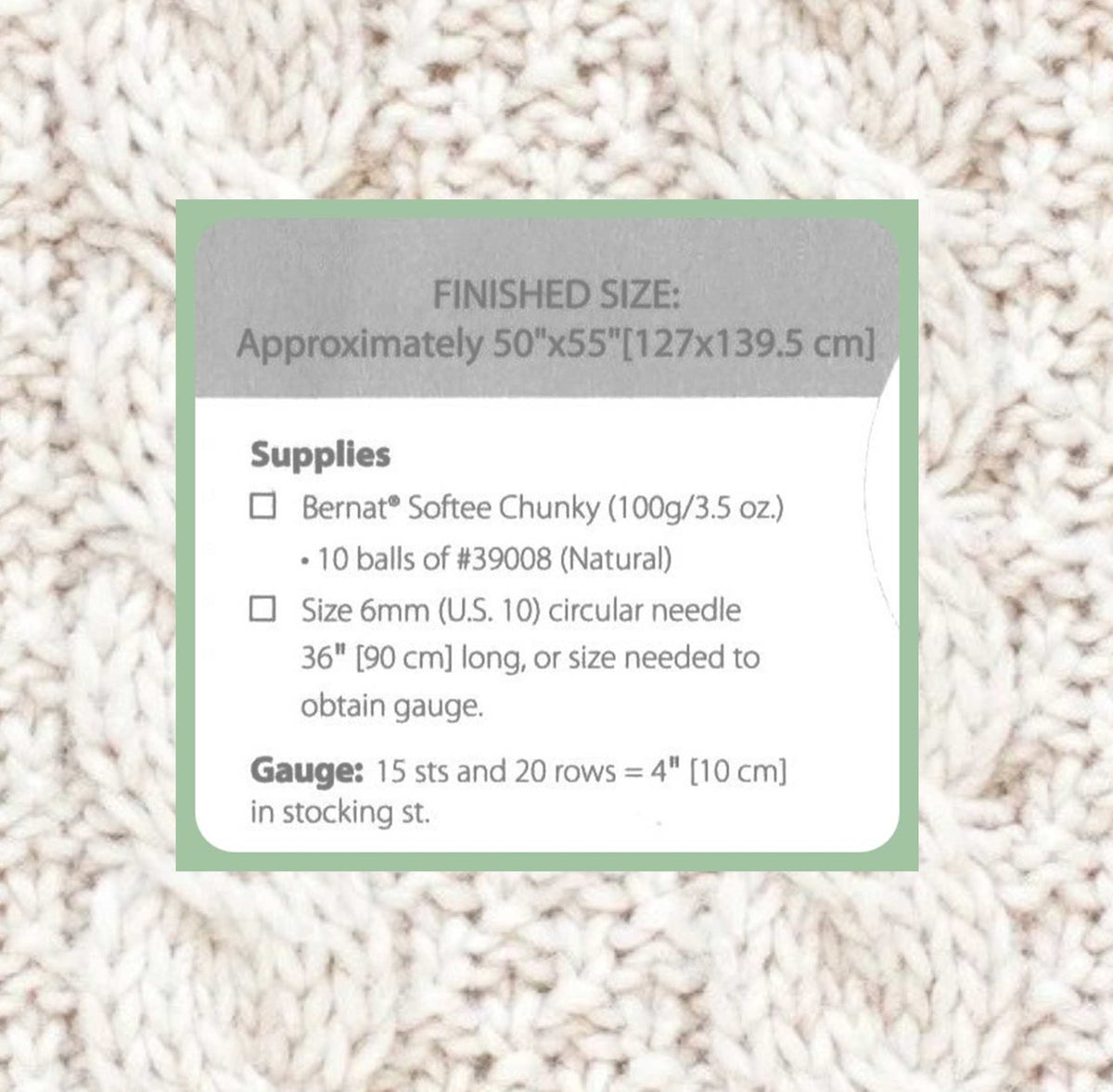 Vintage Knitting Pattern Chunky Twists Cable Knit Afghan Blanket PDF Instant Digital Download