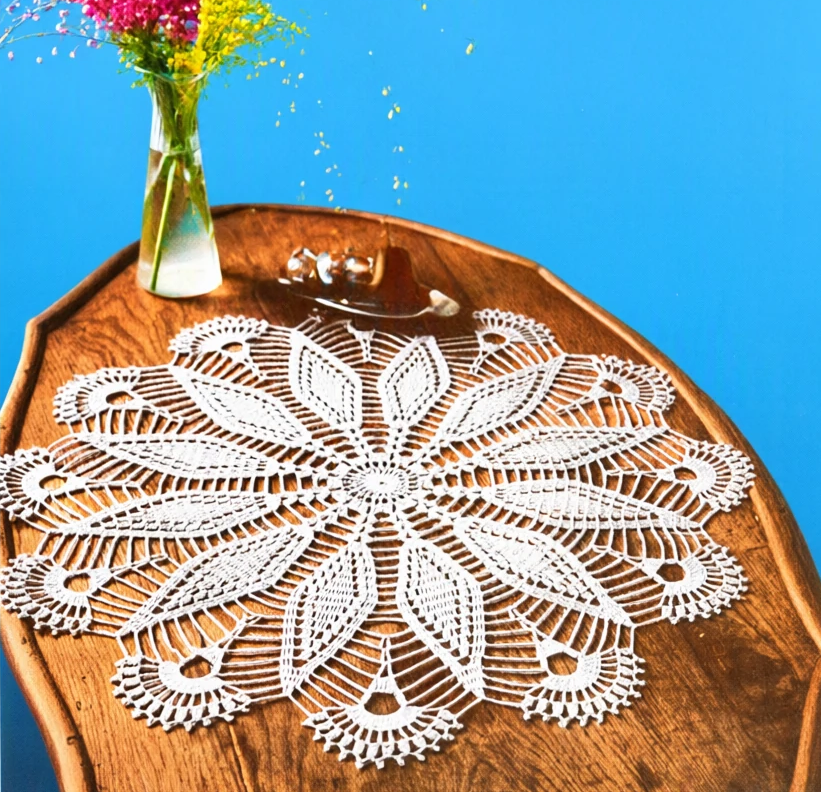 Vintage Crochet Pattern 24" Peacock Feather Doily Lacy Centerpiece PDF Instant Digital Download