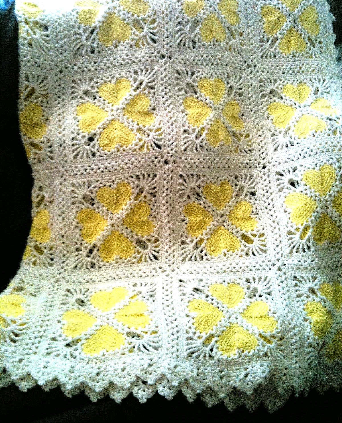 Vintage Crochet Pattern Lacy Heart Granny Squares Afghan PDF Instant Digital Download Linked Valentines Throw Blanket 46x67 10 Ply