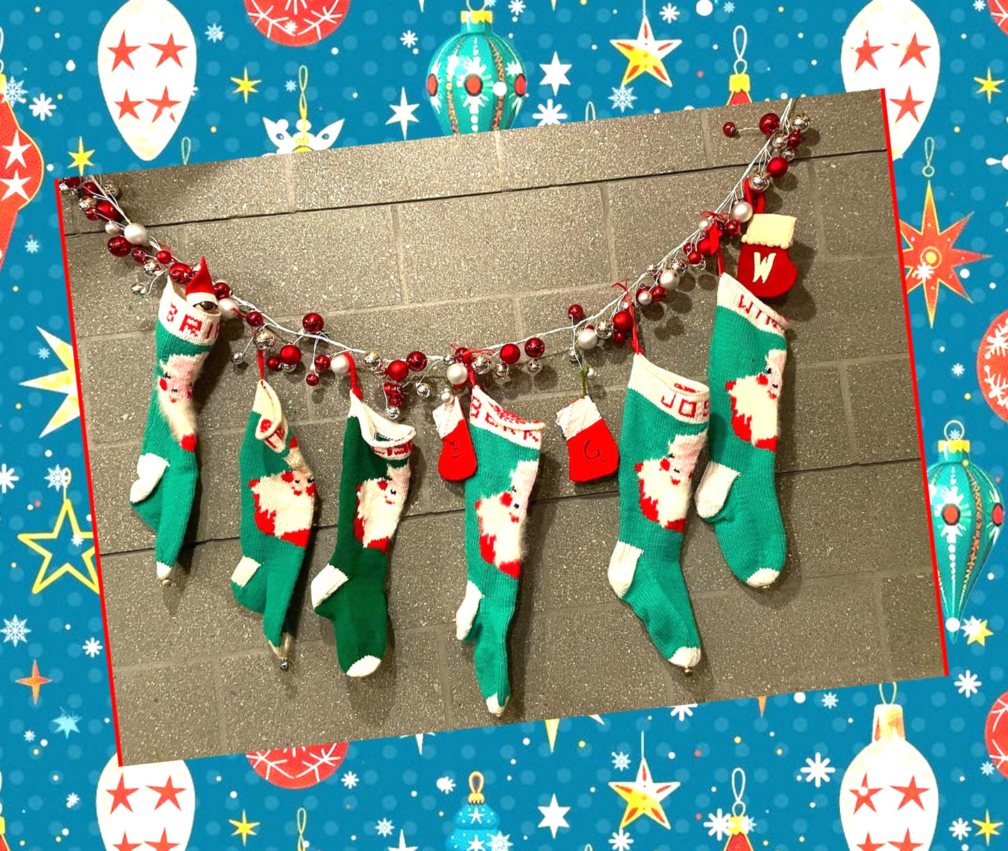 Vintage 20" Santa Face Christmas Stocking Knitting Pattern PDF Instant Digital Download Nostalgic Smiling Angora Beard Retro Sock