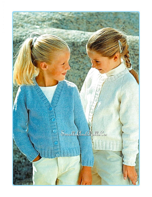 Vintage Knitting Pattern Baby Toddler to Childs Classic Plain Cardigan Sweaters PDF Instant Digital Download Easy Beginners DK 1 - 12 Yrs