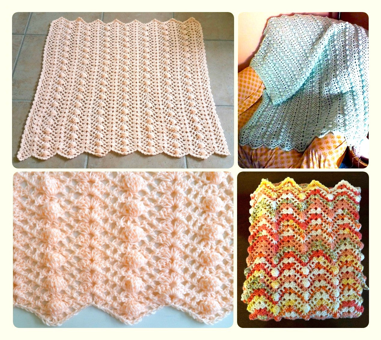 Vintage Crochet Pattern Lacy Clusters Chevron Ripples Baby Afghan Blanket PDF Instant Digital Download Lapghan Crib Coverlet 5 Ply
