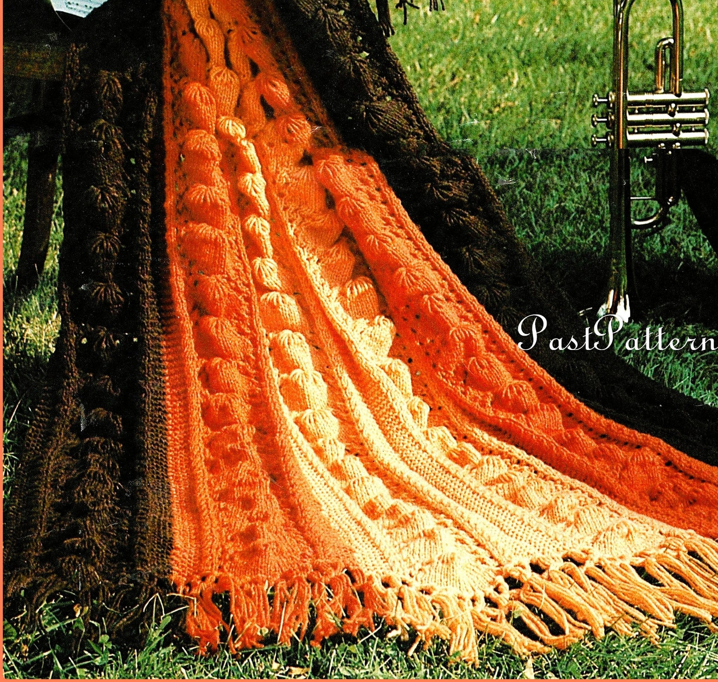 Vintage Knitting Pattern Feeling Groovy Bobble Cables Afghan PDF Instant Digital Download Retro Seventies Blanket Throw 42x60 5 Ply