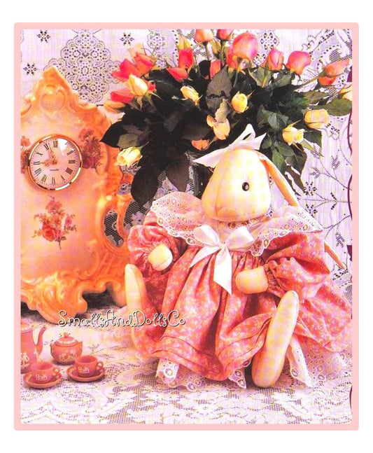 Vintage Sewing Pattern 12" Victorian Baby Bunny Soft Sculpture Toy Doll PDF Instant Digital Download Child Sized Sitting Rabbit & Dress
