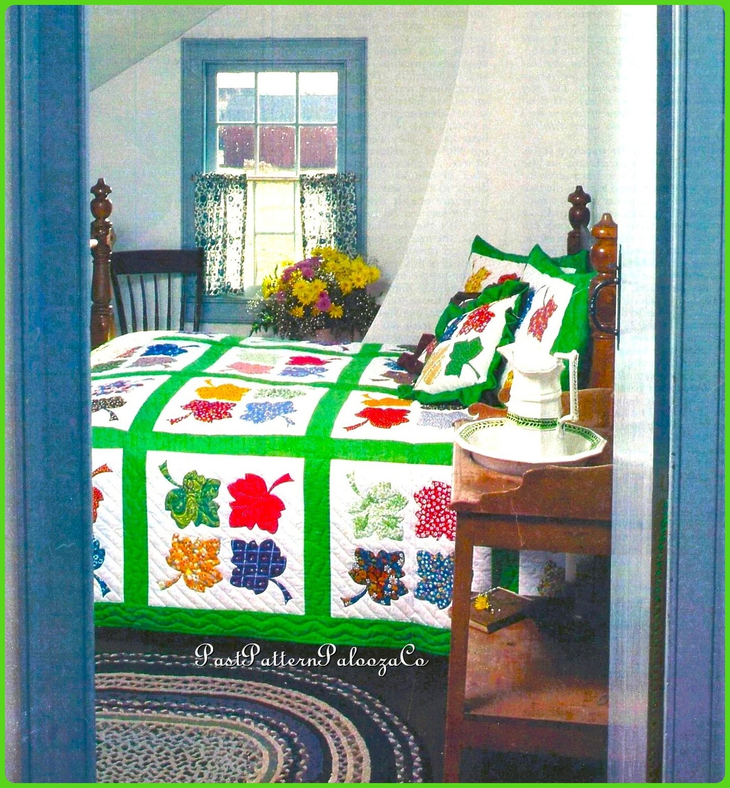 Vintage Sewing Pattern Maple Leaf Blocks Bed Quilt Pillow Cover Set PDF Instant Digital Download Pretty Applique Falling Autumn Leaves