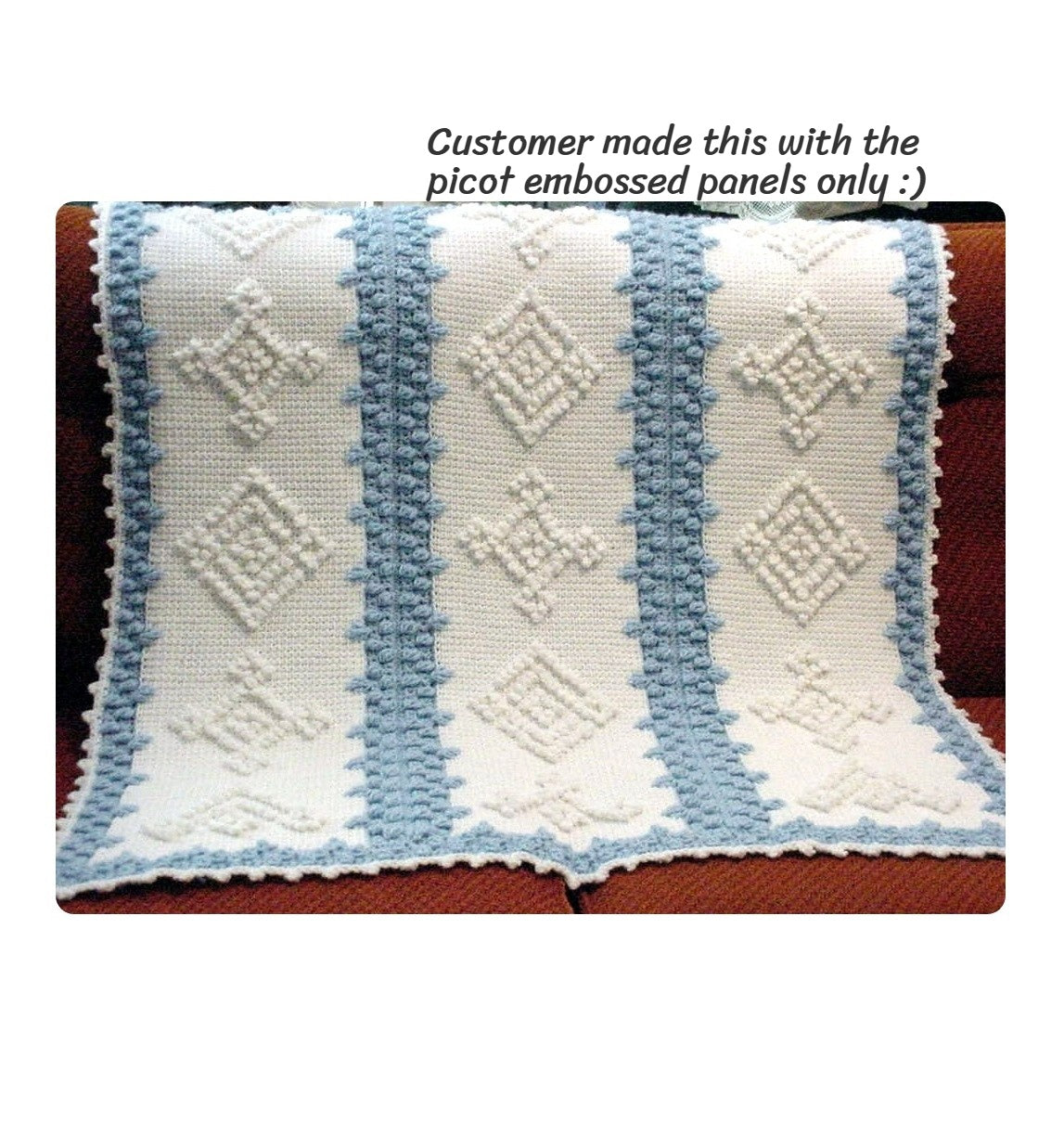 Vintage Crochet Pattern Midnight Magic Paneled Afghan PDF Instant Digital Download Bobble Picots Embroidered Tunisian Stitch 10 Ply