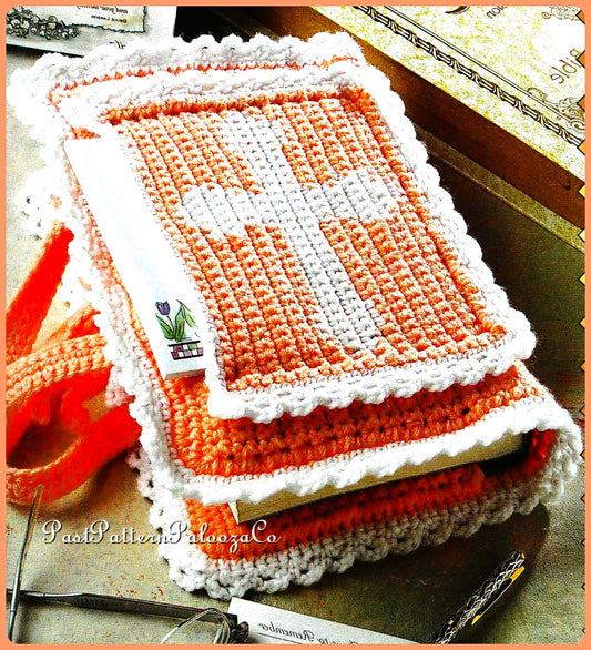Vintage Crochet Bible Cover Pattern PDF Instant Digital Download With Handles Front Pocket and Pencil Holder 10 Ply