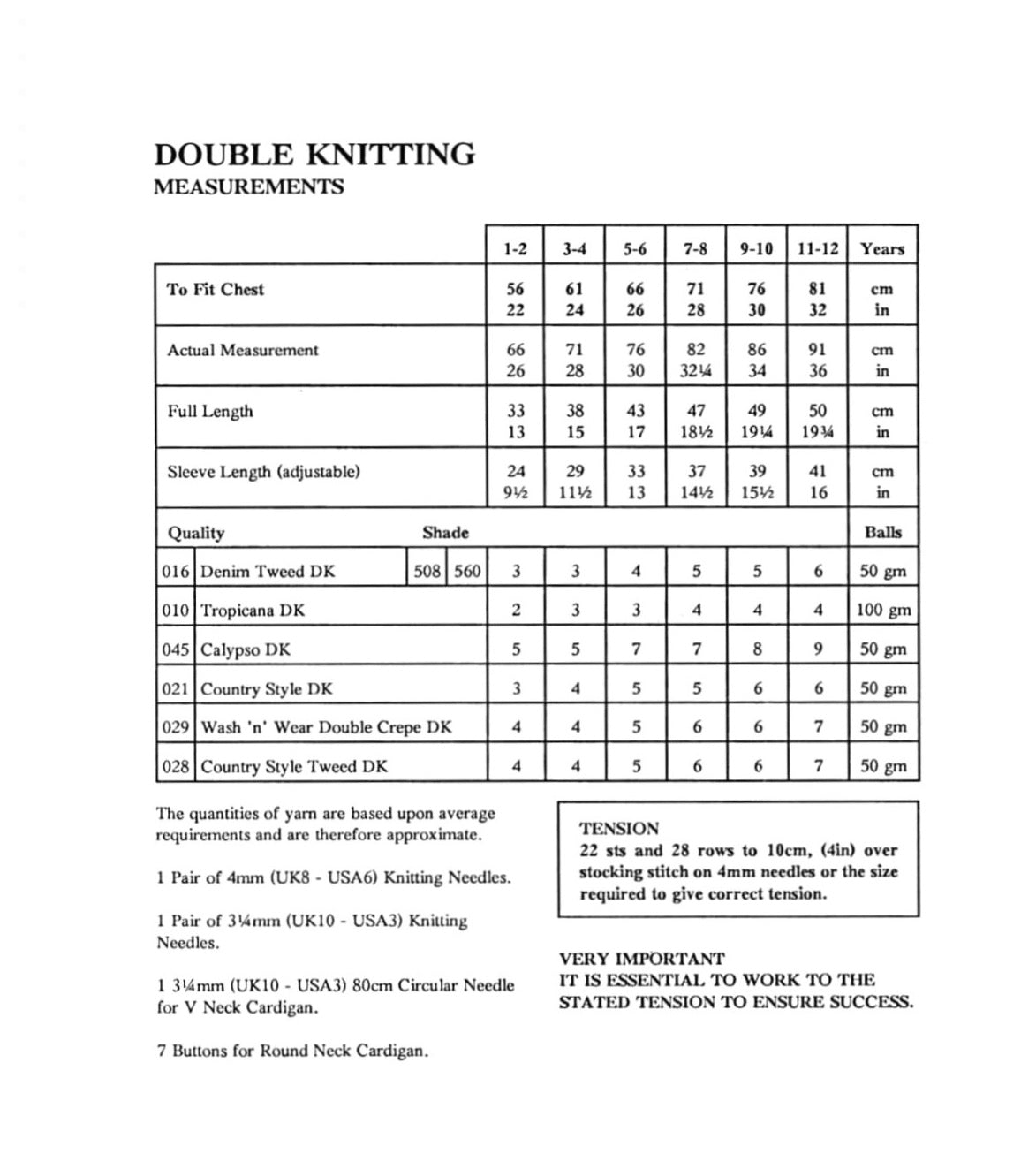 Vintage Knitting Pattern Baby Toddler to Childs Classic Plain Cardigan Sweaters PDF Instant Digital Download Easy Beginners DK 1 - 12 Yrs