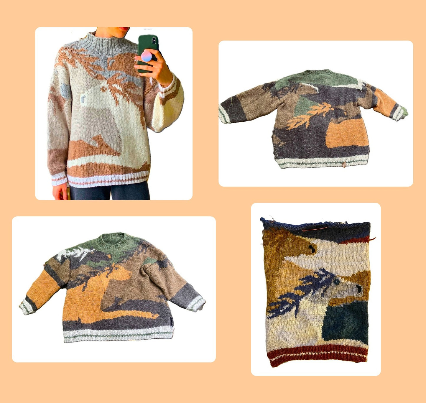 Vintage Knitting Pattern Wild Horses Sweater Animal Novelty Jumper PDF Instant Digital Download Mens Womens Adult Pony Pullover