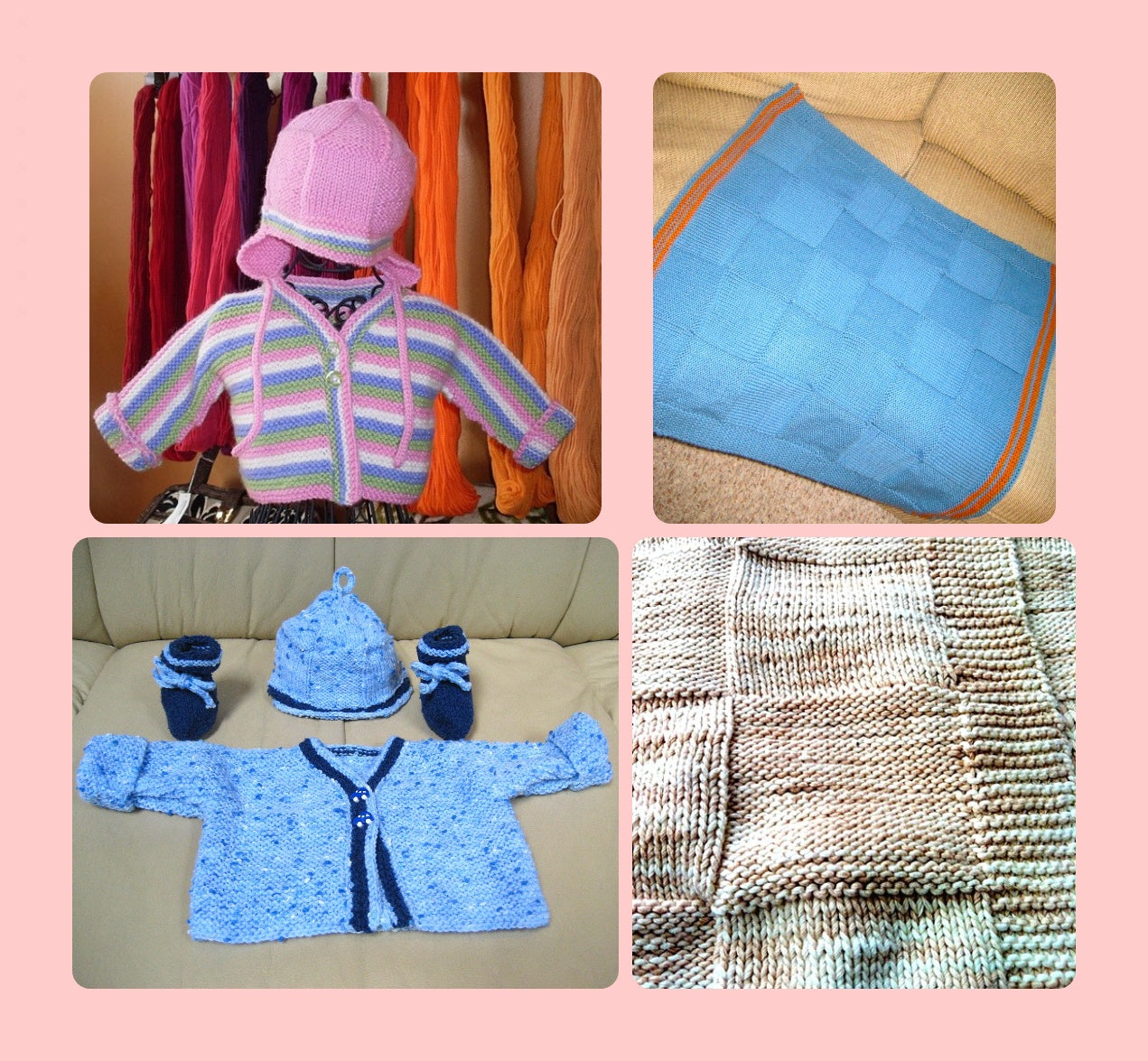 Vintage Knitting Pattern Classic Garter Stitch Baby Layette 4 Piece Set PDF Instant Digital Download 6-18 m DK