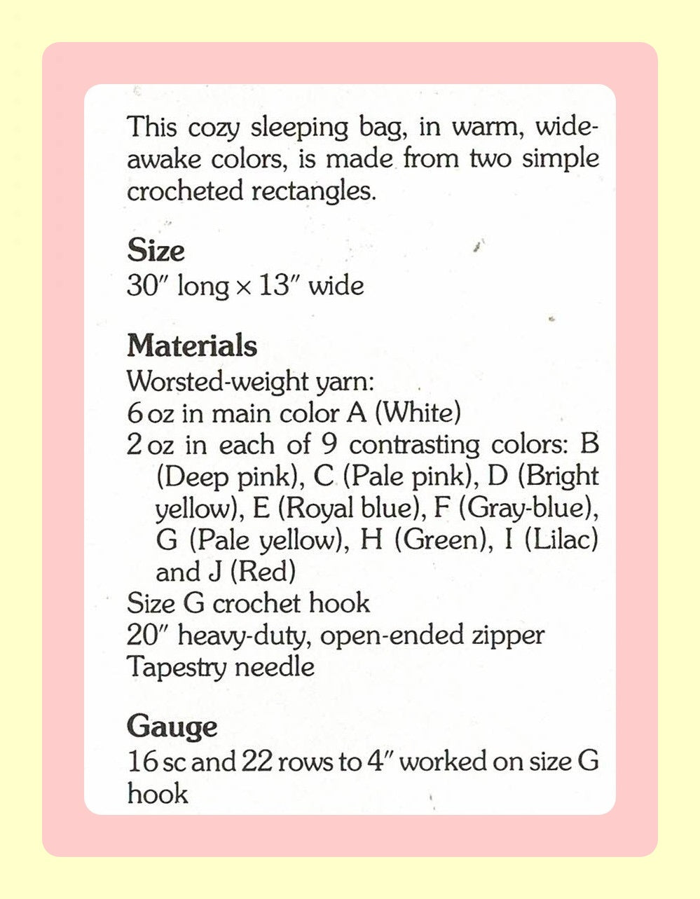 Vintage Crochet Pattern Striped Baby Bunting Sleeping Bag with Hood PDF Instant Digital Download Quick Easy Front Zipper Sleep Sack 10 Ply