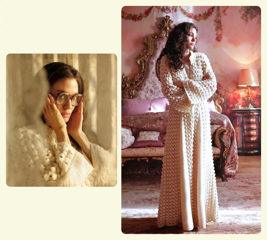 Vintage Crochet Pattern Womens Flared Dressy Maxi Evening Coat or Dressing Robe PDF Instant Digital Download Formal Wedding Godet Panels DK