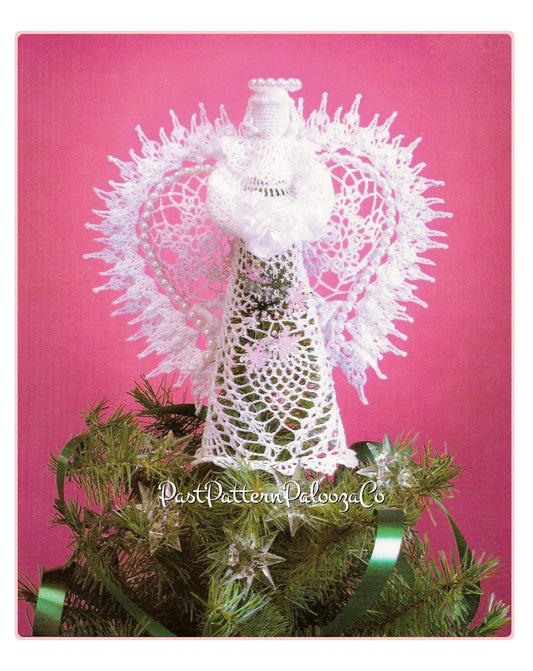 Vintage Christmas Crochet Pattern 11" Pretty Pineapple Angel Tree Topper Ornament PDF Instant Digital Download Ornate Lace Treetop Angel