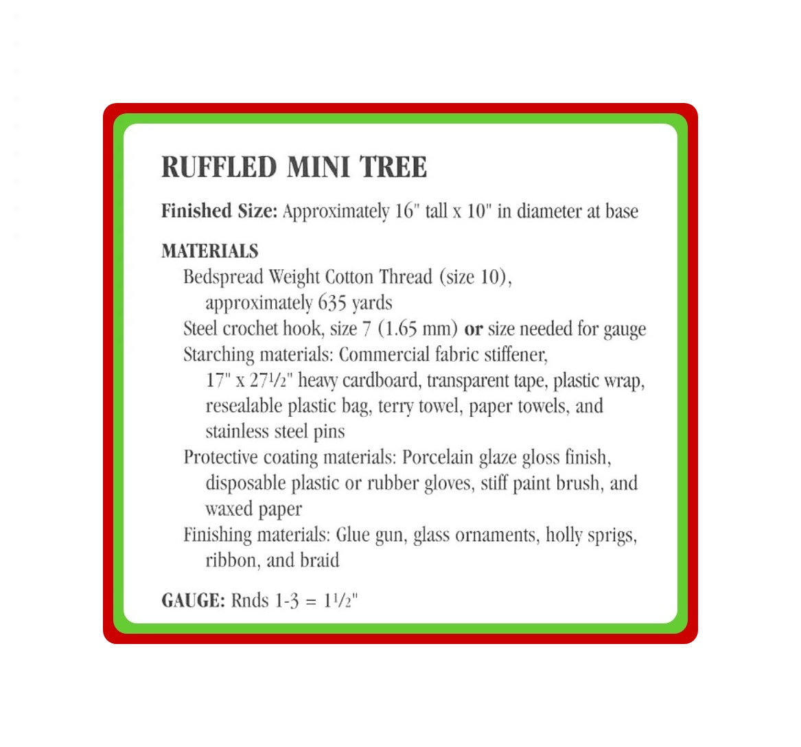 Vintage Crochet Pattern 16" Ruffled Mini Christmas Tree PDF Instant Digital Download Tabletop Tree Centerpiece Cotton Thread