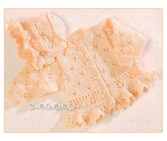 Vintage Knitting Pattern Knit Baby to Big Girl Peplum Cardigan Sweater Bonnet Set PDF Instant Digital Download 0-7 years DK or 4 Ply