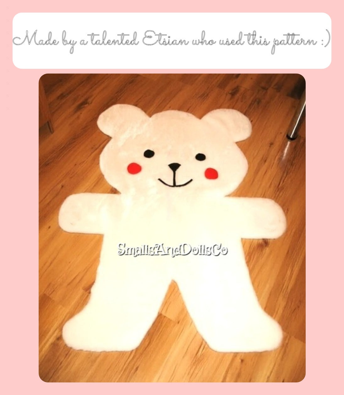Vintage Sewing Pattern 42" Baby Teddy Bear Rug or Play Mat PDF Instant Digital Download