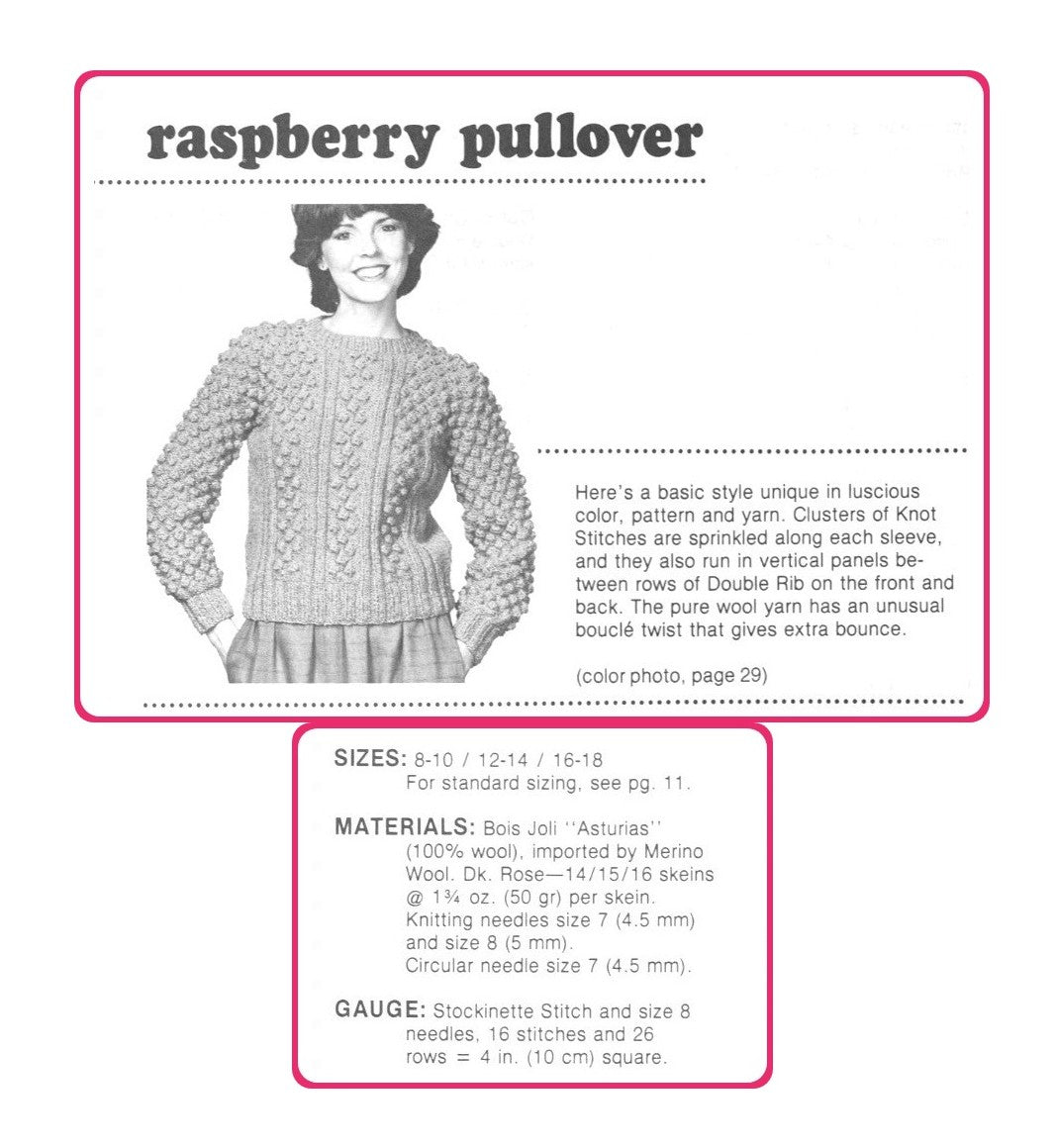 Vintage Knitting Pattern Womens Bobble Knot Stitch Sweater PDF Instant Digital Download Retro Pretty Pullover Long Sleeve Jumper 10 Ply
