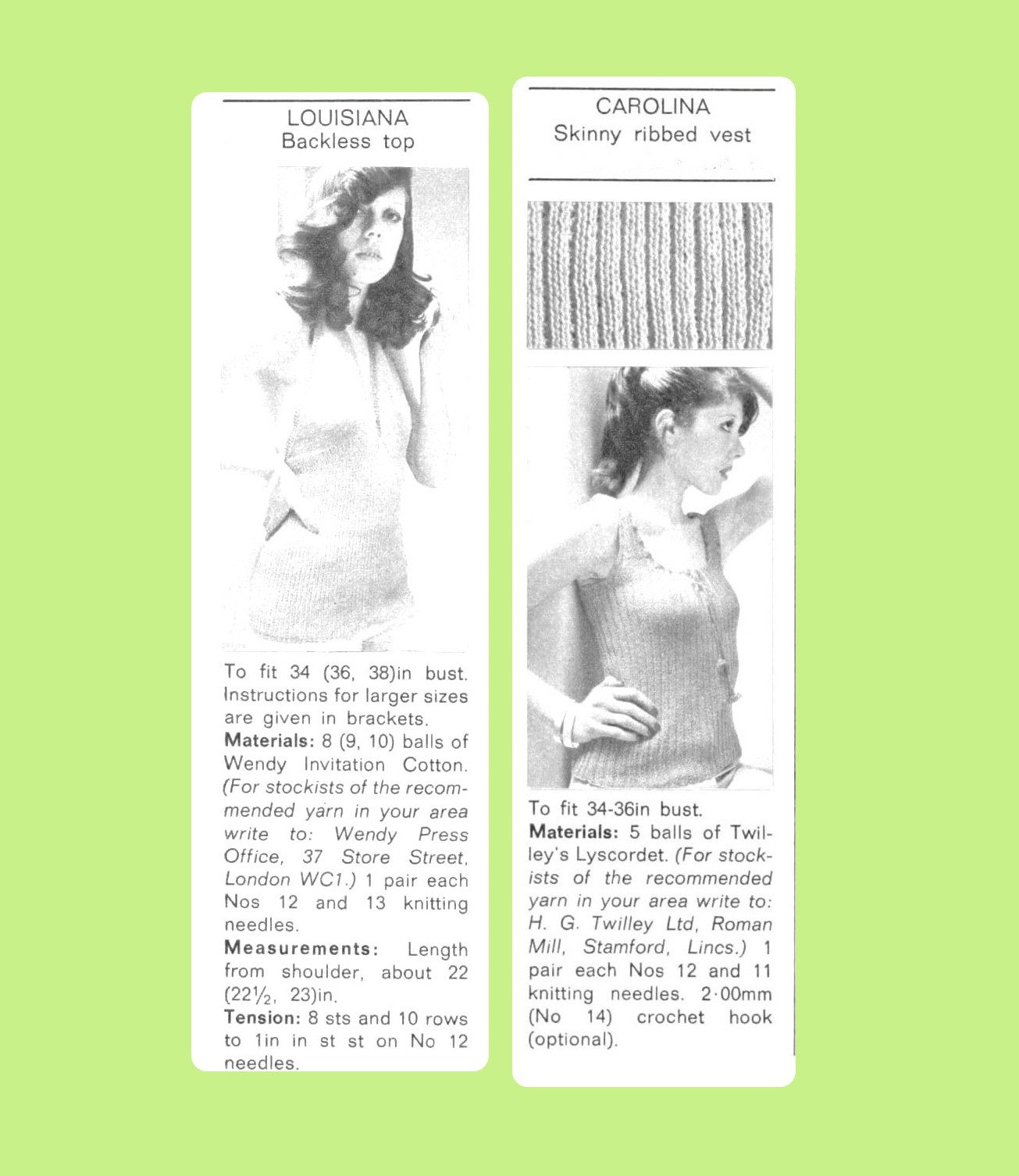 Vintage Knitting Pattern Womens Summer Tops PDF Instant Digital Download Retro 70s Backless Halter & Ribbed Cami Tank