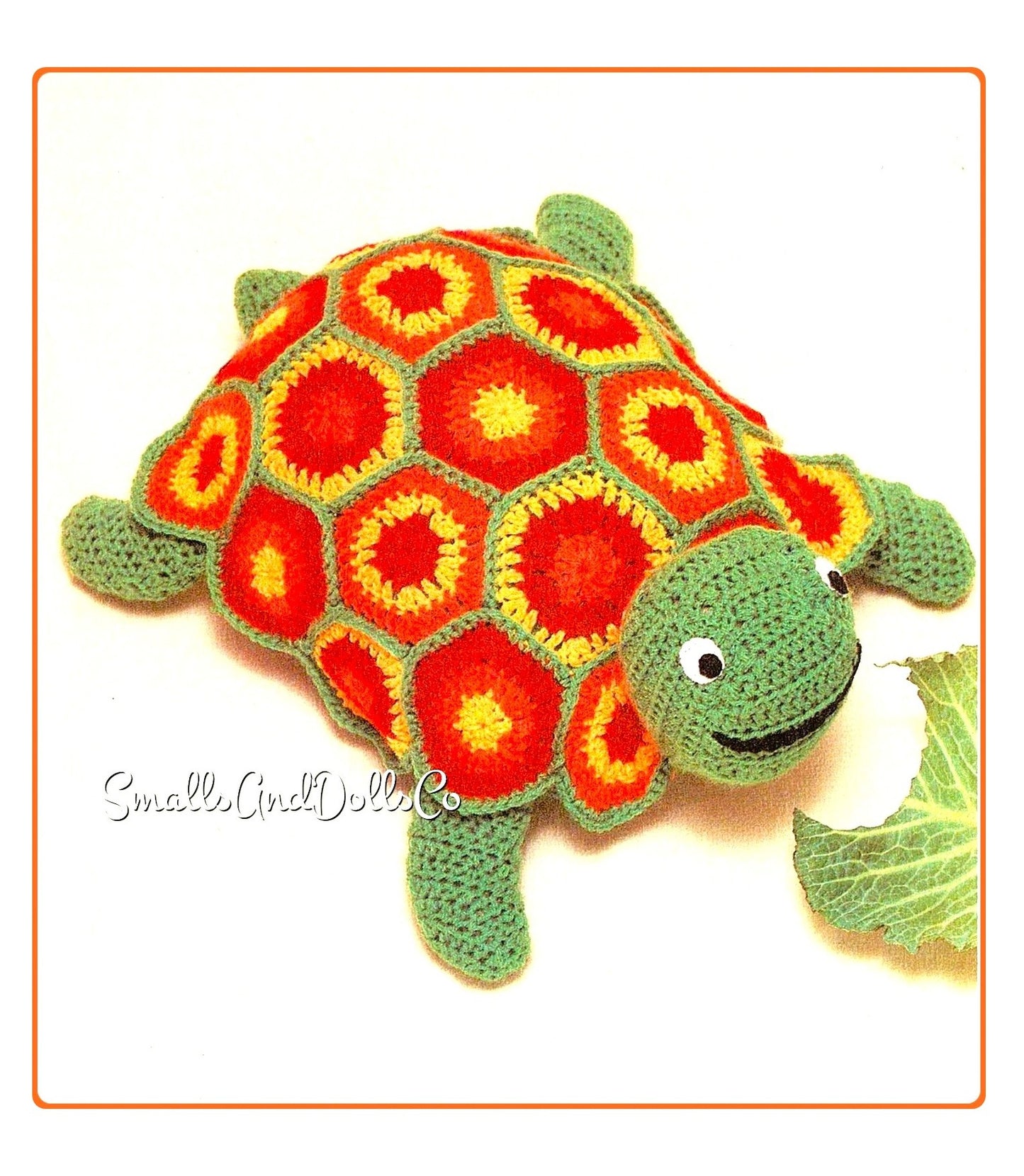 Vintage Crochet Pattern 16" Granny Square Turtle Soft Toy Doll Amigurumi Tommy Tortoise Hexagon Motifs PDF Instant Digital Download 10 Ply