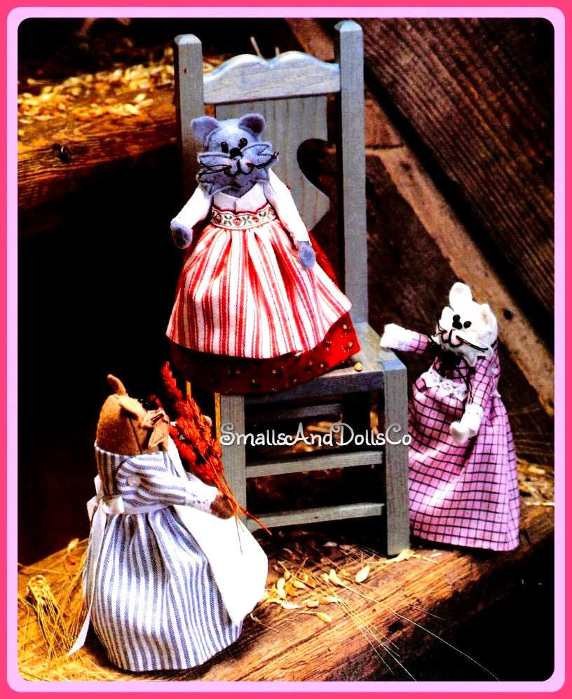 Vintage Sewing Pattern Mini 6" Country Kittens Kitty Cat Maidens Soft Toy Dolls Felt Fabric PDF Instant Digital Download