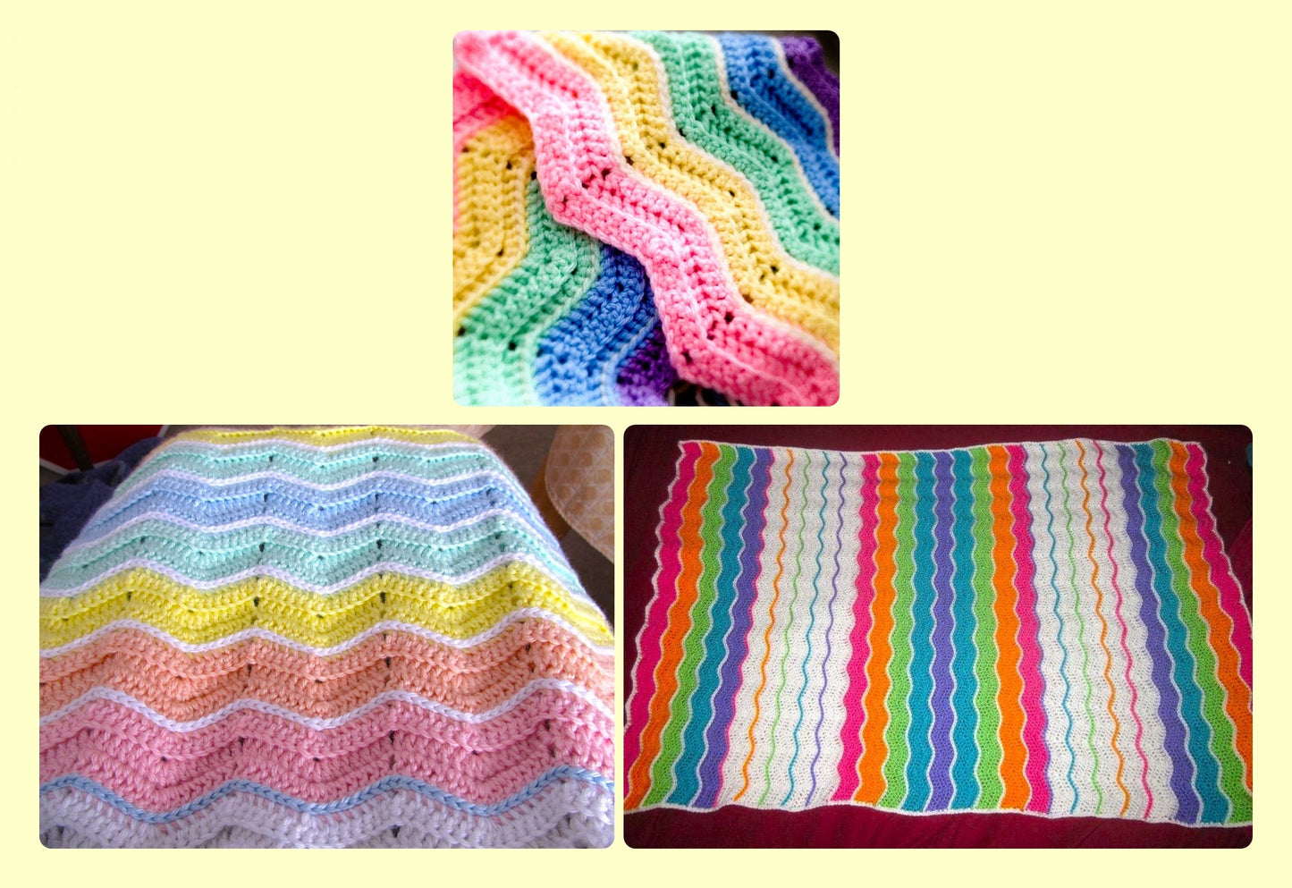 Vintage Crochet Pattern Pastel Rainbow Ripples Baby Afghan Blanket PDF Instant Digital Download Lapghan Crib Coverlet 4 Ply