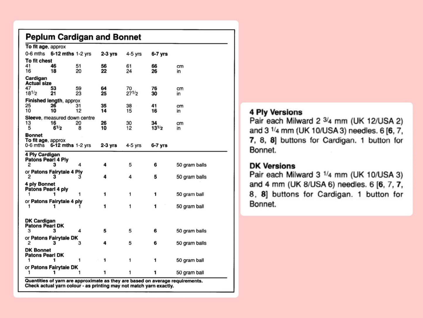 Vintage Knitting Pattern Knit Baby to Big Girl Peplum Cardigan Sweater Bonnet Set PDF Instant Digital Download 0-7 years DK or 4 Ply