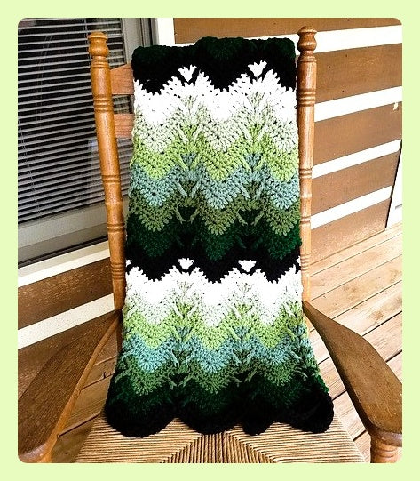 Vintage Crochet Pattern Majestic Mountains Forest Ripple Afghan PDF Instant Digital Download Wooded Mountainside Blanket Throw 48x64