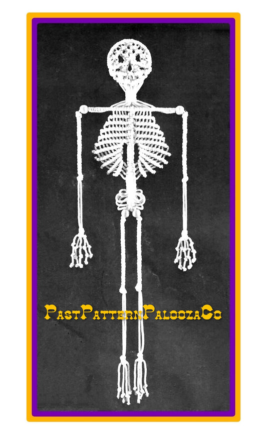 Vintage Macrame Pattern Halloween Skeleton Large Wall Hanging or Door Decor PDF Instant Digital Download Retro 70s Spooky Knotting 4-5'