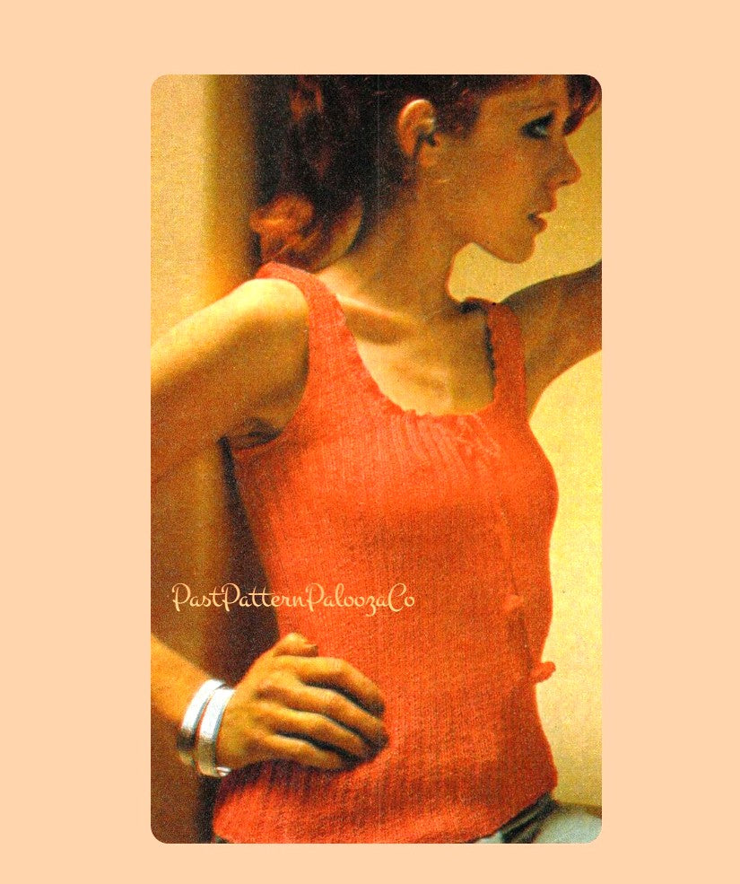 Vintage Knitting Pattern Womens Summer Tops PDF Instant Digital Download Retro 70s Backless Halter & Ribbed Cami Tank