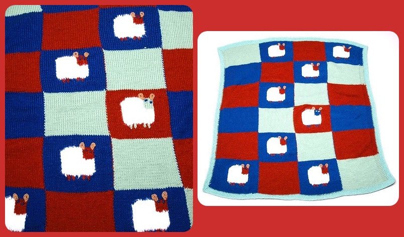 Vintage Knitting Pattern Little Lambs Baby Afghan Baa Baa Blanket PDF Instant Digital Download Sleepy Sheep Squares DK