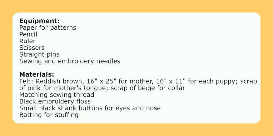 Vintage Sewing Pattern 24" Dachshund Mama Dog and 10" Puppies Felt Fabric Soft Toys PDF Instant Digital Download Stuffed Weiner Sausage Dogs