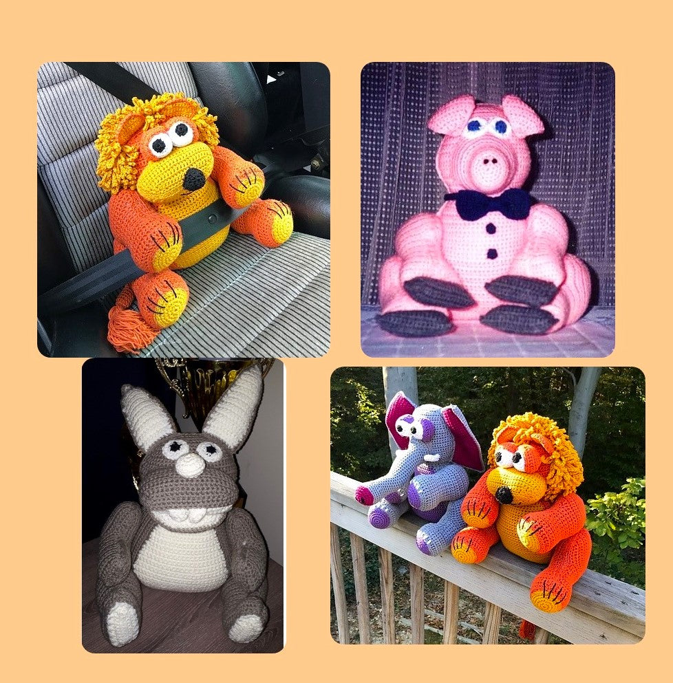 Vintage Crochet Me Yarnables Patterns 16" Cute Amigurumi Doll Creature Critters PDF Instant Digital Download Animal Soft Toys Set of 12