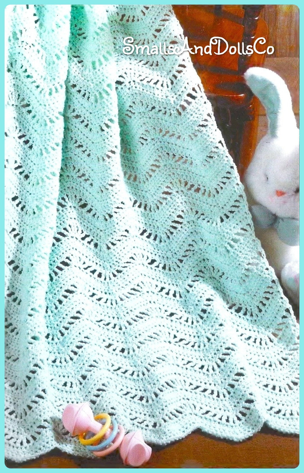 Vintage Crochet Pattern Lacy Feather Ripples Baby Afghan Blanket PDF Instant Digital Download Lapghan Crib Coverlet 5 Ply