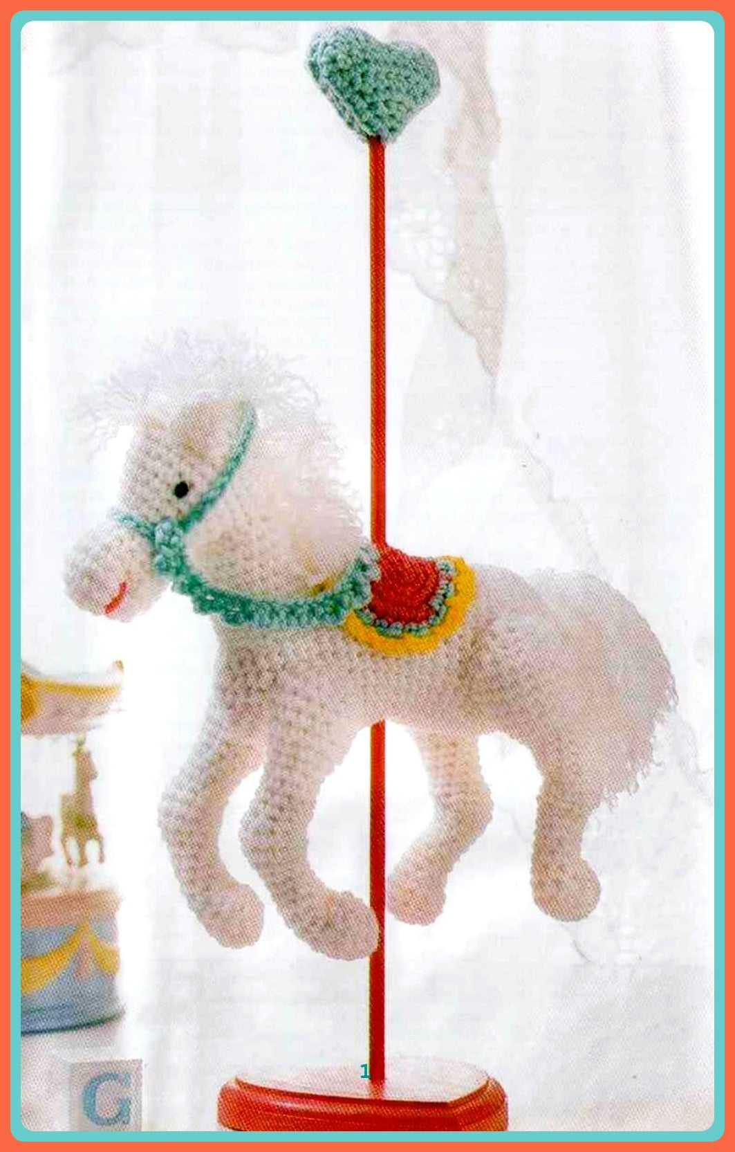 Vintage Crochet Pattern 10" Carnival Carousel Horse PDF Instant Digital Download Plush Merry Go Round Ride Amigurumi 10 Ply
