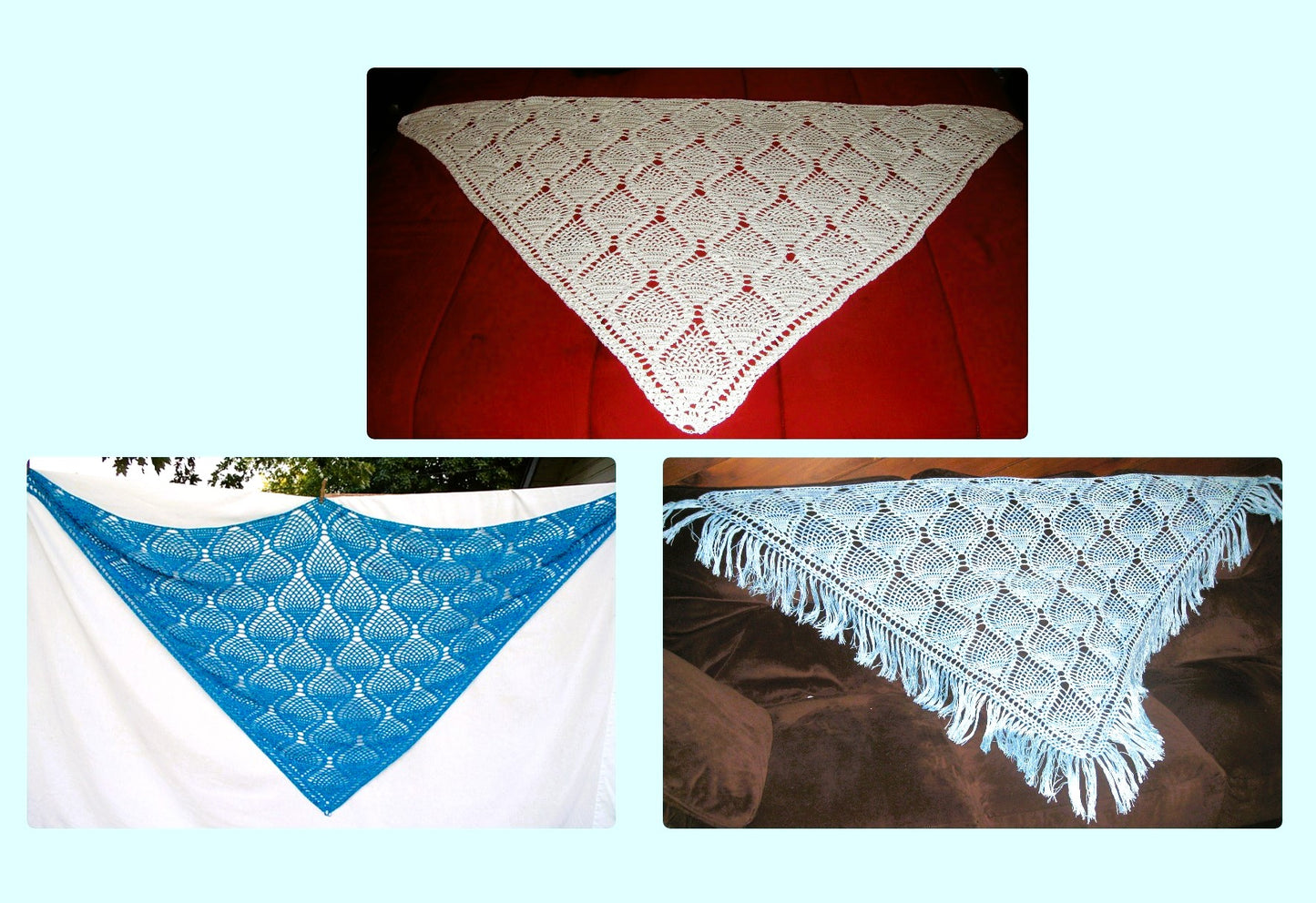 Vintage Crochet Pattern Womens Pineapple Lace Shawl PDF Instant Digital Download Boho Tasseled Wrap 4 Ply