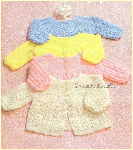 Vintage Knitting Pattern Pretty Baby Girl Matinee Coats Jackets 4 Designs PDF Instant Digital Download 6m 3 Ply