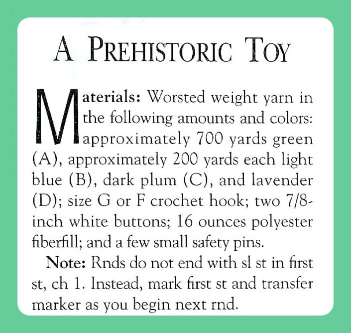 Vintage Crochet Pattern Stegosaurus Dinosaur Soft Toy Doll PDF Instant Digital Download Plush Stuffed Dino Amigurumi Spots Stripes