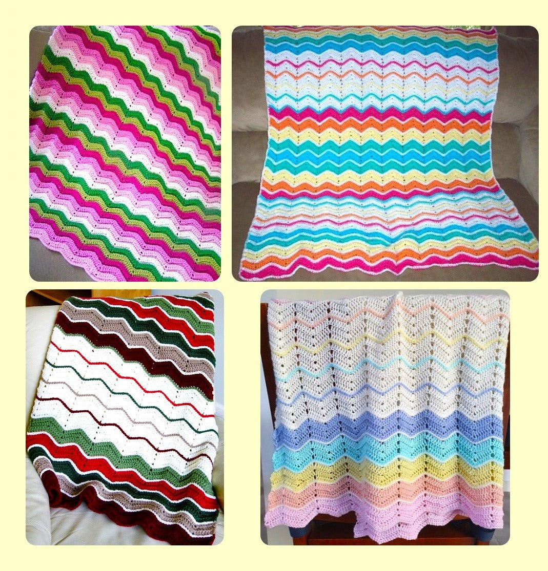 Vintage Crochet Pattern Pastel Rainbow Ripples Baby Afghan Blanket PDF Instant Digital Download Lapghan Crib Coverlet 4 Ply